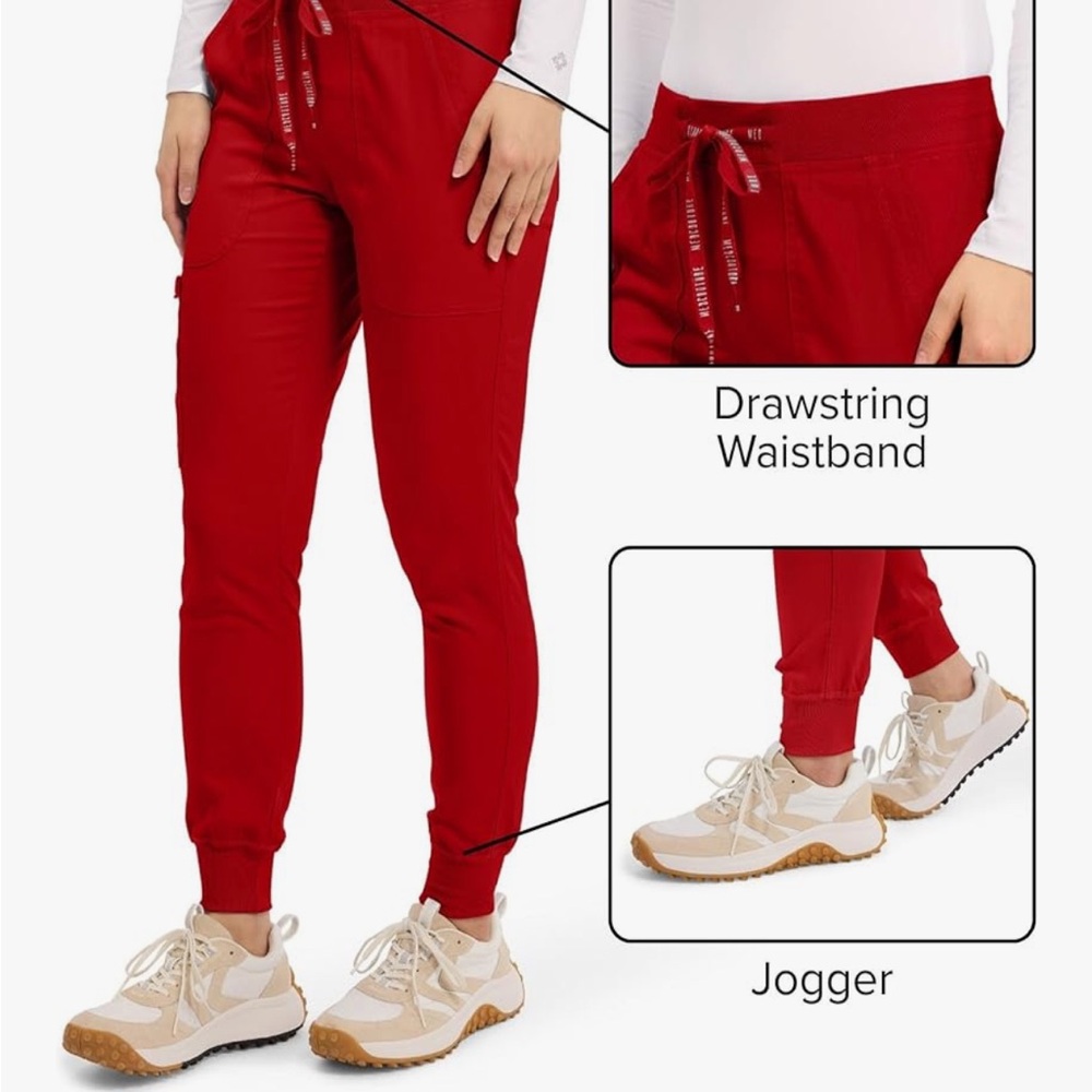 Med Couture TOUCH Red Short Sleeve V-Neck Top with matching pants - Picture 2 of 12